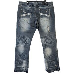 Vintage Brass Slim Straight Jeans Men's Size 42x34 Distressed Dark Y2K